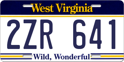 WV license plate 2ZR641