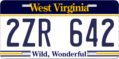 WV license plate 2ZR642