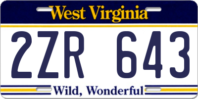 WV license plate 2ZR643