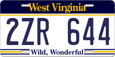 WV license plate 2ZR644
