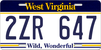 WV license plate 2ZR647