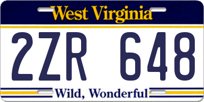 WV license plate 2ZR648