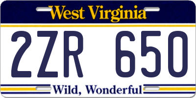 WV license plate 2ZR650