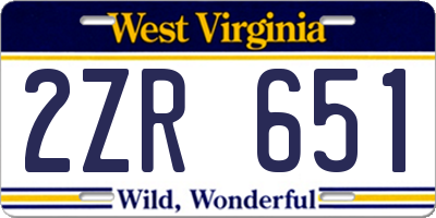 WV license plate 2ZR651