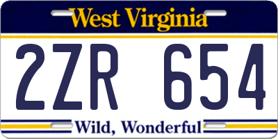 WV license plate 2ZR654