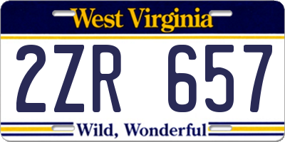 WV license plate 2ZR657