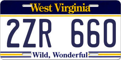 WV license plate 2ZR660