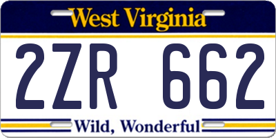 WV license plate 2ZR662