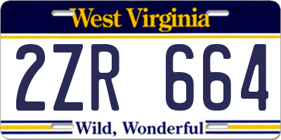 WV license plate 2ZR664