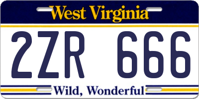 WV license plate 2ZR666