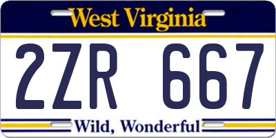WV license plate 2ZR667