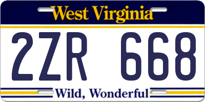 WV license plate 2ZR668
