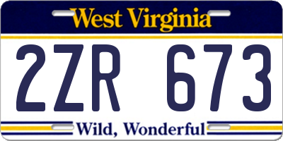 WV license plate 2ZR673