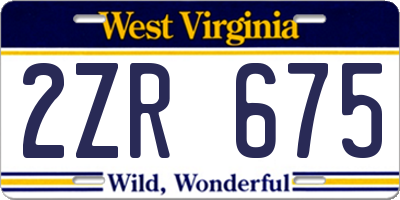 WV license plate 2ZR675