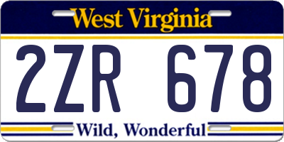 WV license plate 2ZR678