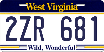 WV license plate 2ZR681