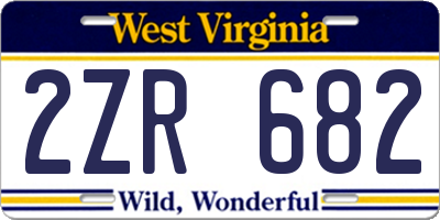 WV license plate 2ZR682