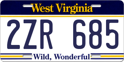 WV license plate 2ZR685