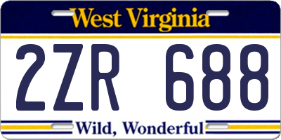 WV license plate 2ZR688