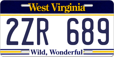 WV license plate 2ZR689