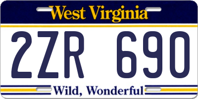 WV license plate 2ZR690
