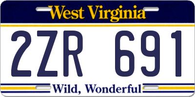 WV license plate 2ZR691