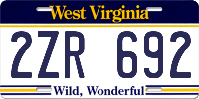 WV license plate 2ZR692