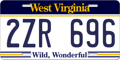 WV license plate 2ZR696