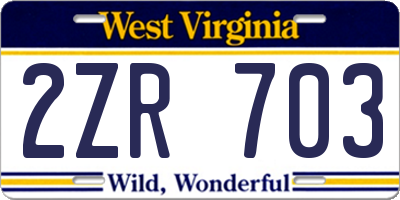 WV license plate 2ZR703