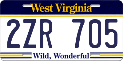 WV license plate 2ZR705