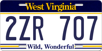 WV license plate 2ZR707
