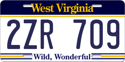 WV license plate 2ZR709