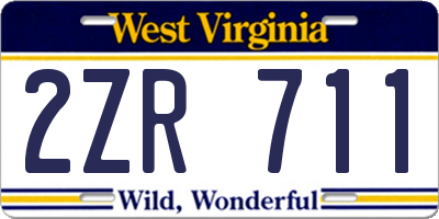 WV license plate 2ZR711