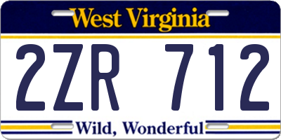 WV license plate 2ZR712