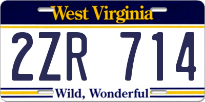WV license plate 2ZR714