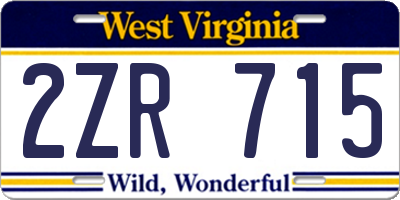 WV license plate 2ZR715