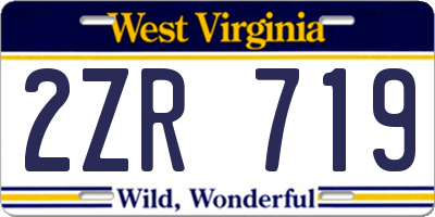 WV license plate 2ZR719