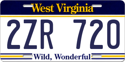 WV license plate 2ZR720