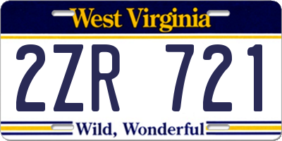 WV license plate 2ZR721