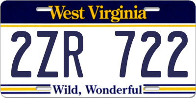WV license plate 2ZR722