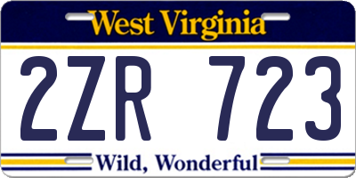 WV license plate 2ZR723