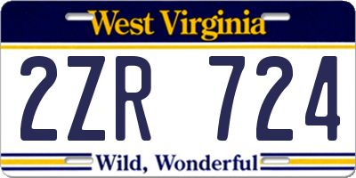 WV license plate 2ZR724