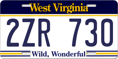 WV license plate 2ZR730
