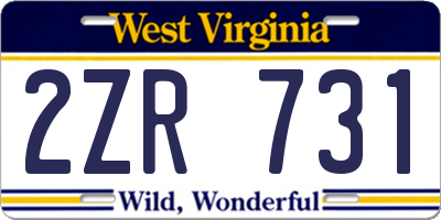 WV license plate 2ZR731