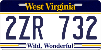 WV license plate 2ZR732