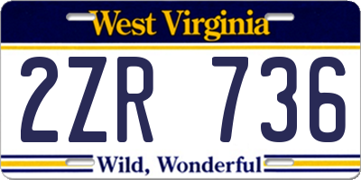WV license plate 2ZR736