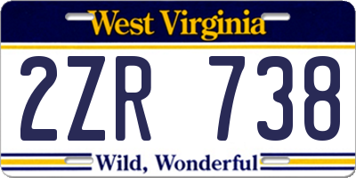 WV license plate 2ZR738