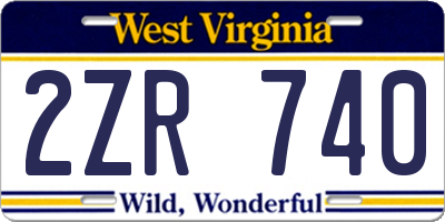 WV license plate 2ZR740
