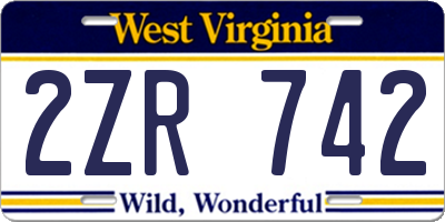 WV license plate 2ZR742