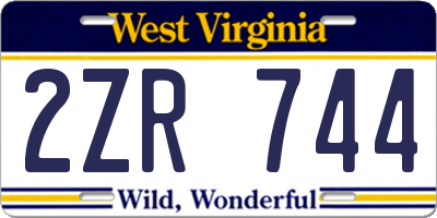 WV license plate 2ZR744